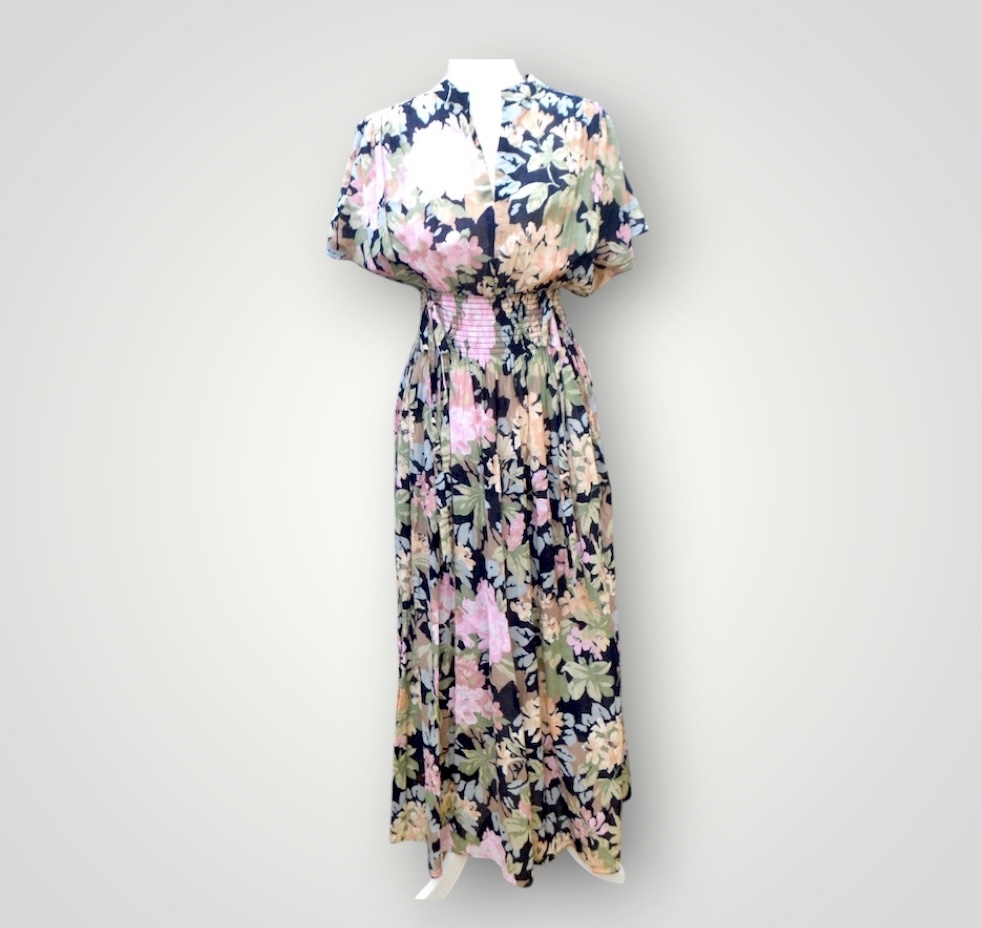 🌸 Vintage 1970s Samuel Sherman Muslin Maxi Dress – UK 12 – Boho Elegance 🌸