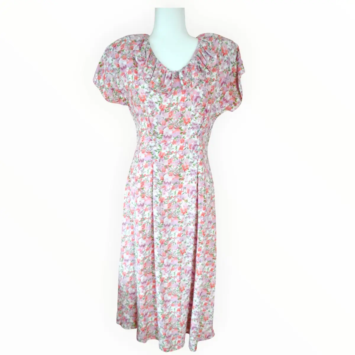 🌸💗 Vintage 1980s Sarah Richards Petite Floral Maxi Dress UK 12 Rayon Occasion Dress 💗🌸