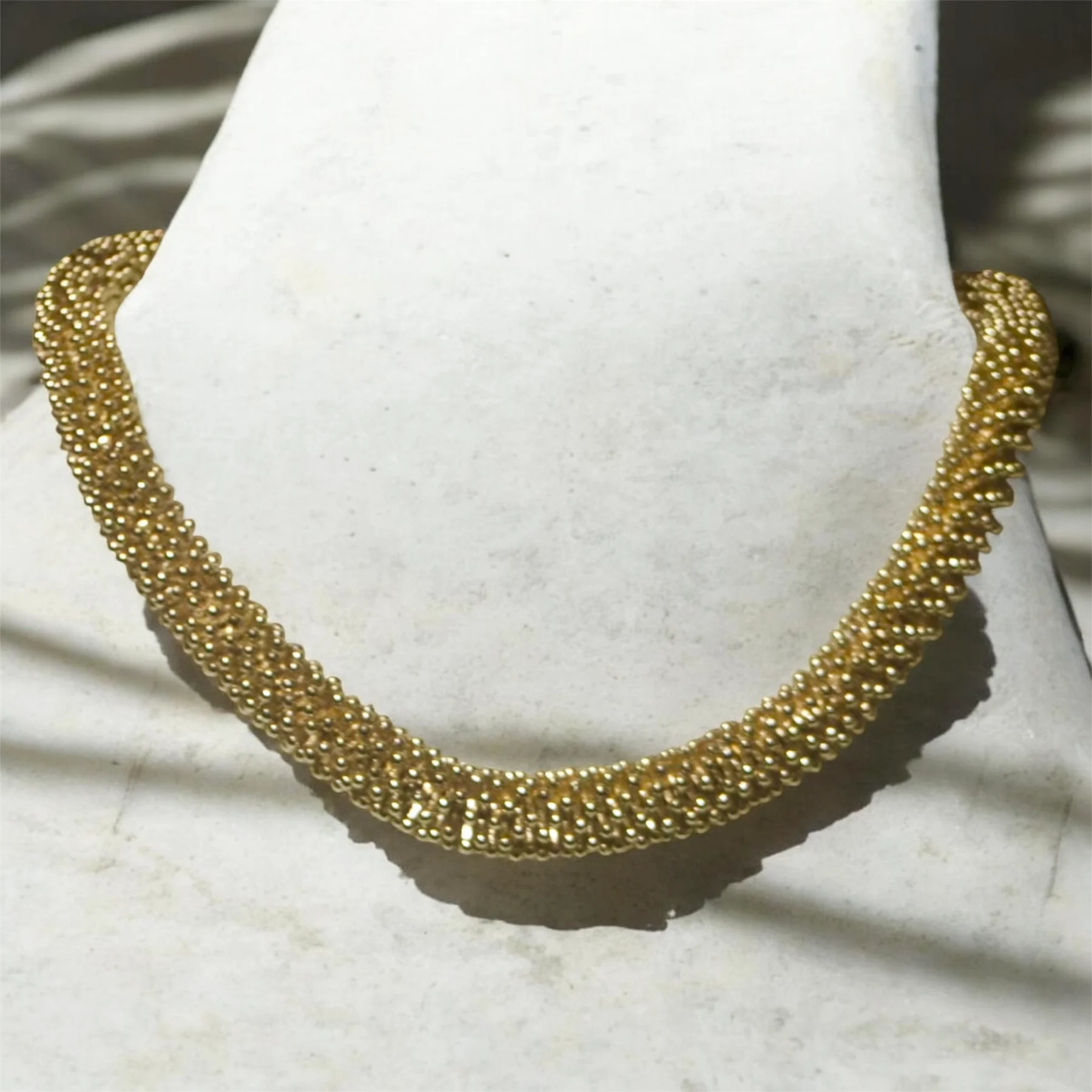💛 Vintage 1990s Gold Tone Twisted Rope Chain Necklace | Classic Retro Jewellery | 42cm 💛
