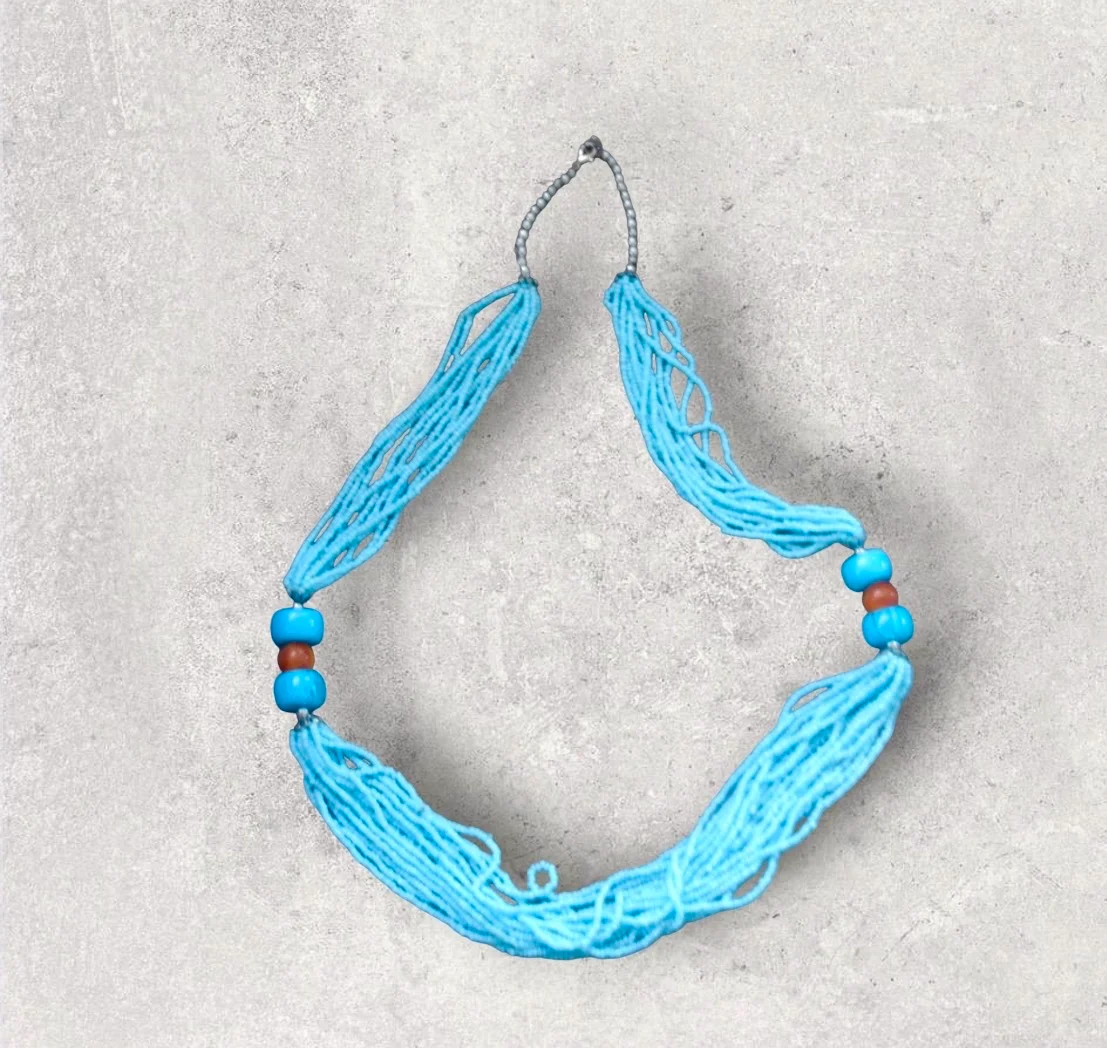 🦋 Vintage 1980s Turquoise Tiny Beaded Layered Necklace | Boho Retro Statement | 70cm 🦋