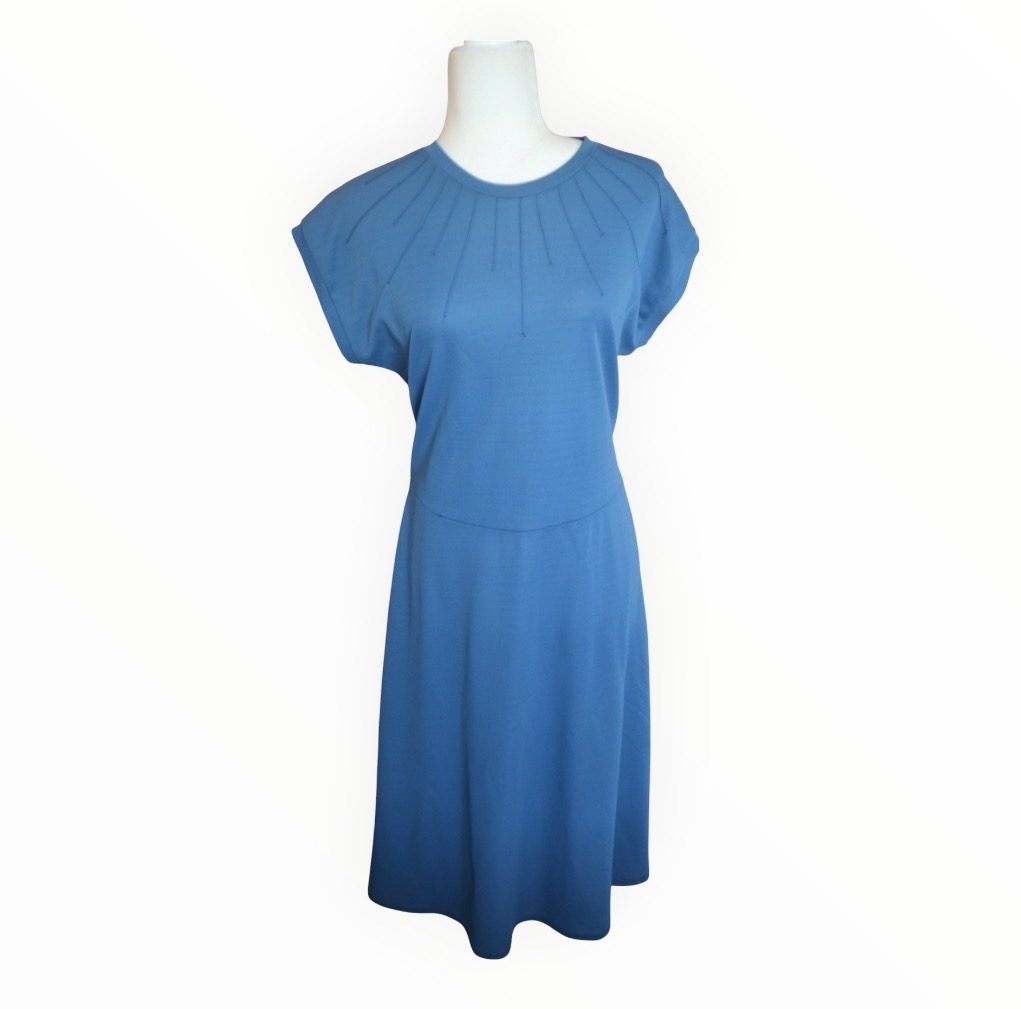 💙✨ True Vintage 1970s Petrol Blue A-Line Dress | Minimalist | UK 12 ✨💙