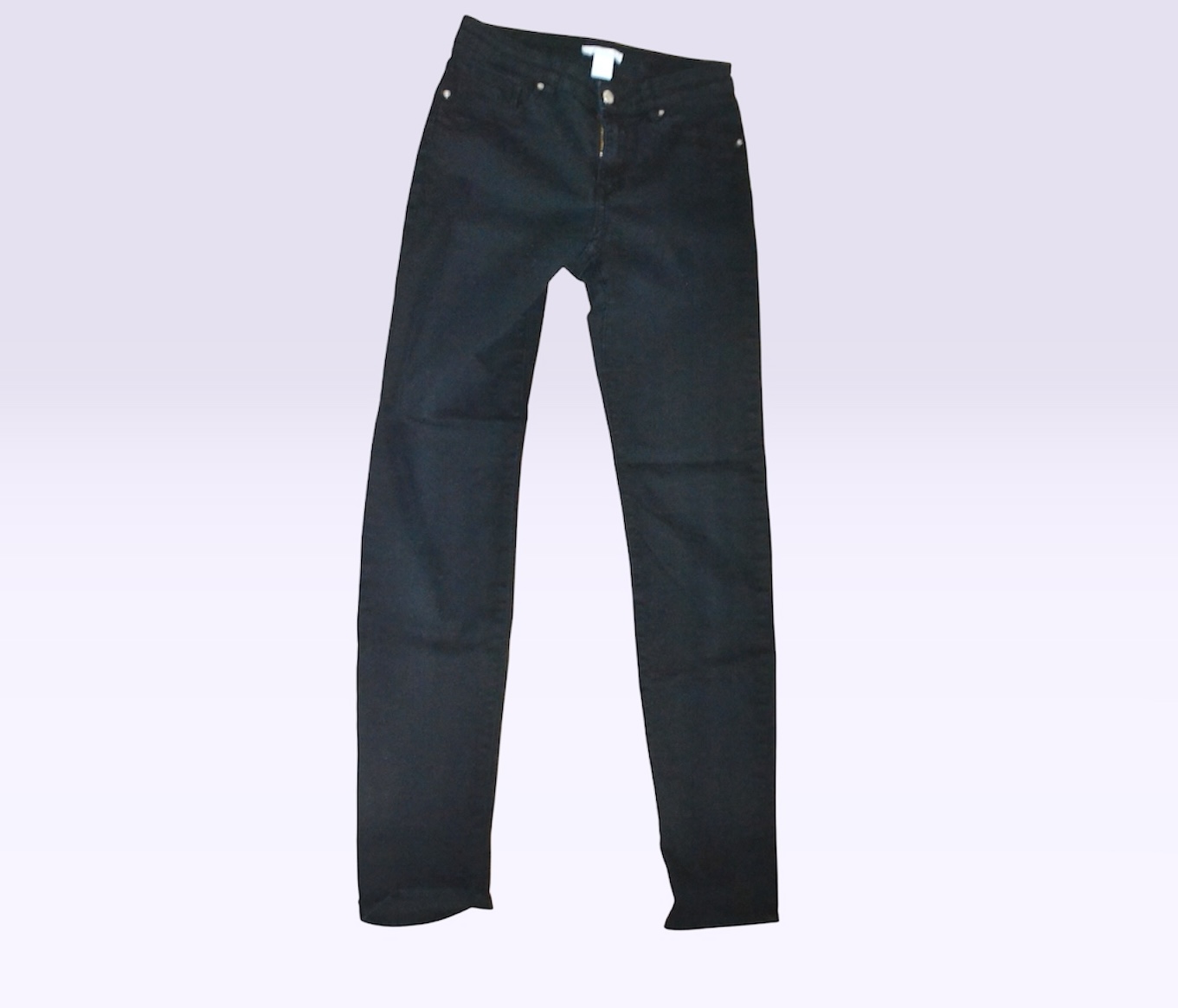 🖤👖 Black Slim Fit Stretch Jeans by H&M UK 8-10 Ankle Slit Denim 👖🖤