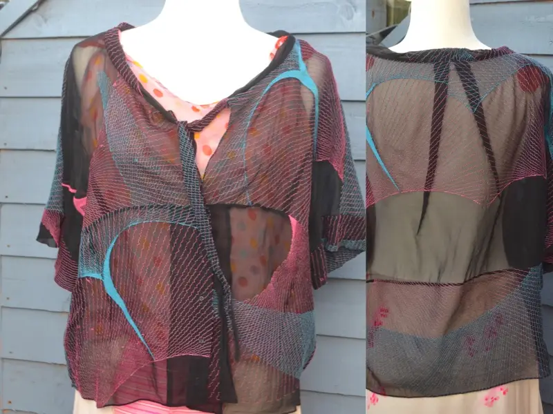 🖤Vintage 1990s Chloé Black Sheer Top & Spot Cami Size S Designer Blouse 🖤