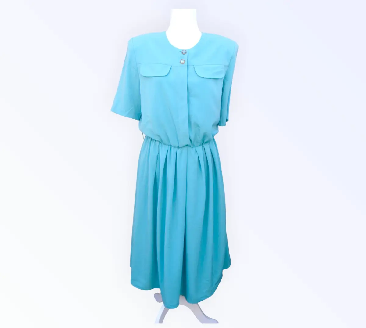 🐠 Vintage 1980s Florentine Mint Green Dress – Made in Canada – UK 12–14 👗