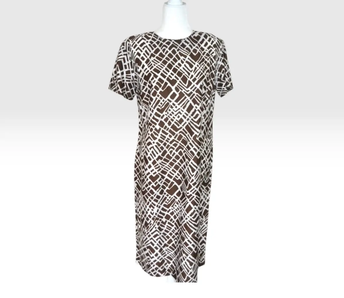 🤎🤍 Vintage 1960s KLM Today's Fashion Geometric Shift Dress UK 14-16 Mod Dress 🤍🤎