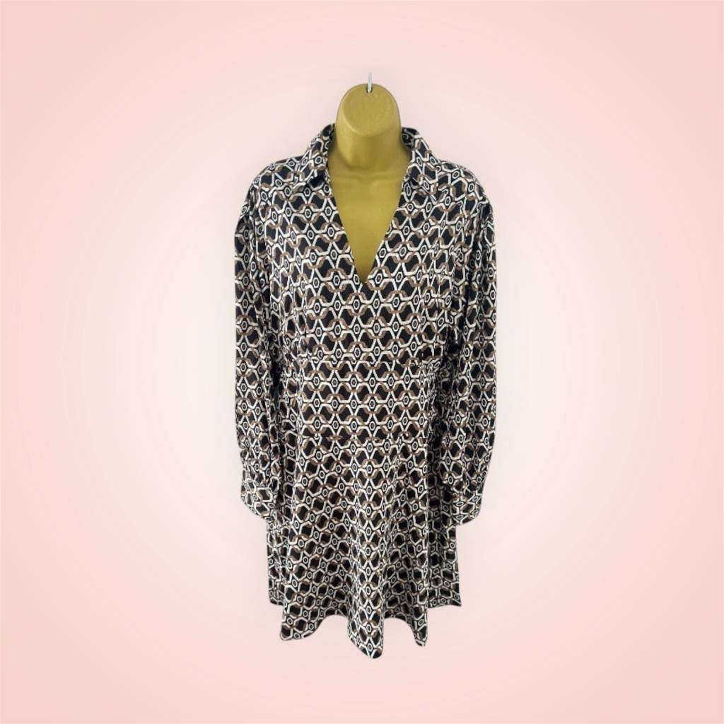 🤎 Black & Tan Long Sleeve Dress by Next| Smart Casual Day Dress | UK 14 ✨🤎