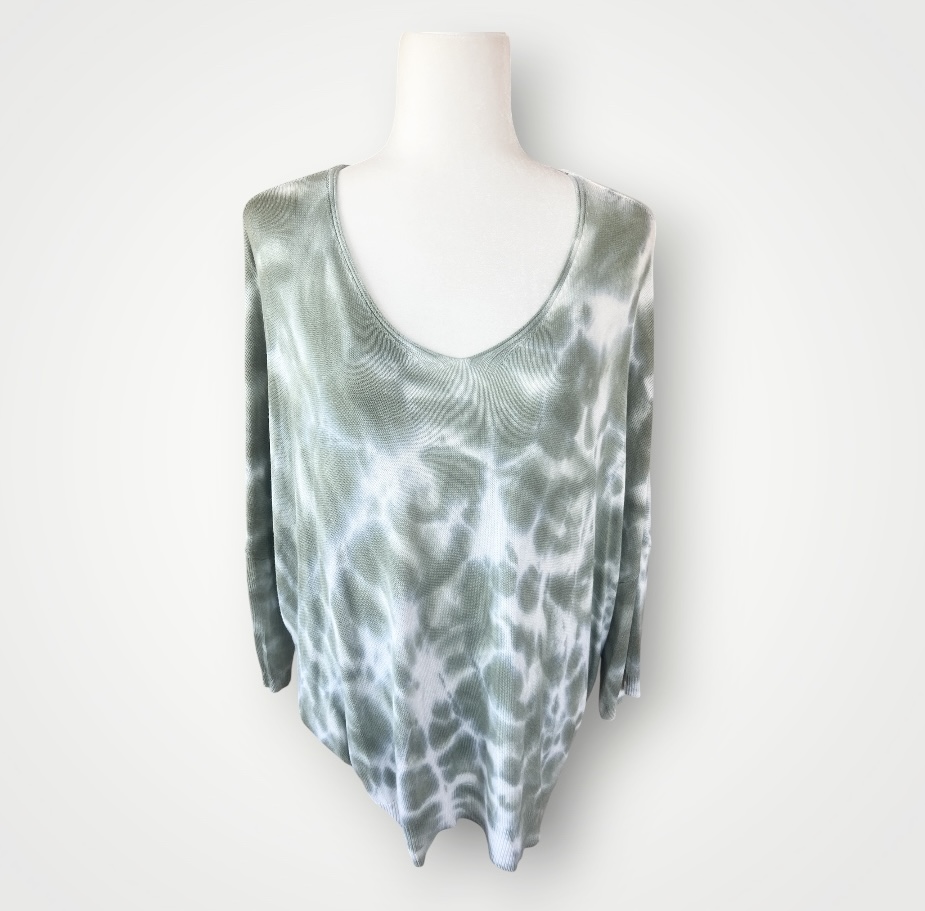 🌊 Carla Giannini Water Print Knit Top – Size 16–18 🌊