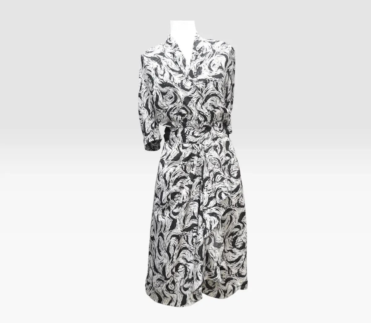 🖤🤍 Vintage 1980s Black & White Wrap Dress – UK 14 – Effortless Retro Style 🤍🖤
