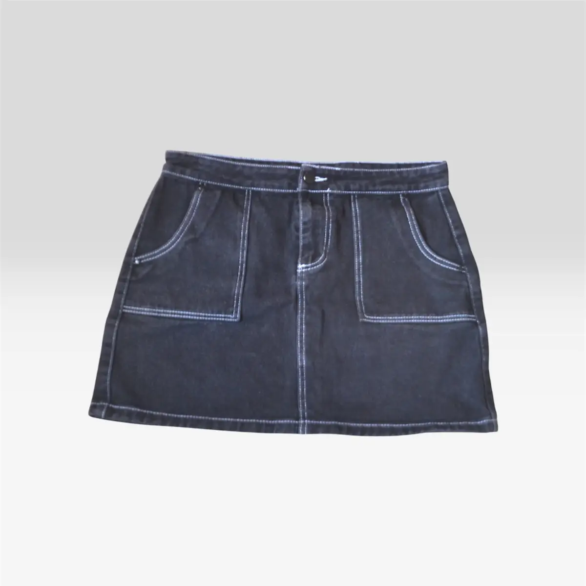 🖤👖 Cameo Rose Black Washed Denim Mini Skirt UK 12 100% Cotton Casual Style 👖🖤
