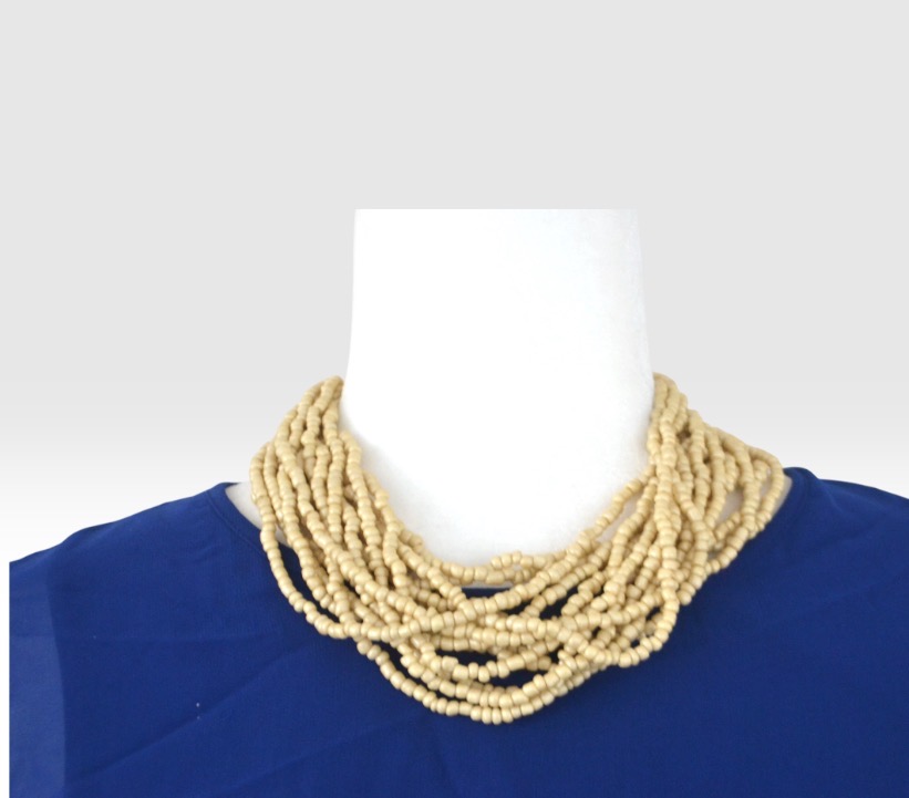 🤎 Vintage 1970s Beige Multi-Layer Beaded Necklace | Retro Jewellery | 43cm 🤎