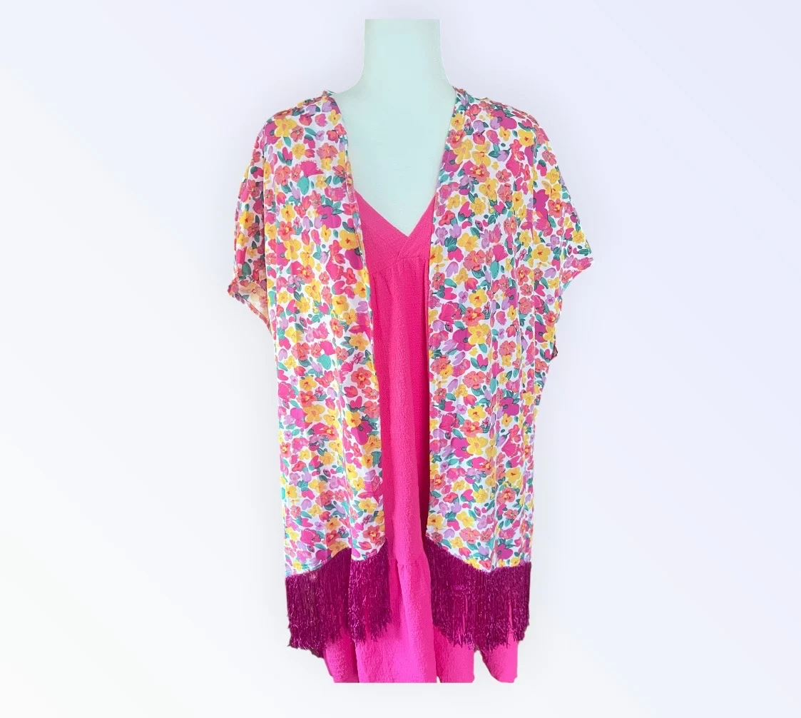 💗🌸 Lovely Colourful Floral Over Waistcoat – XL – Never Worn 🌸💗