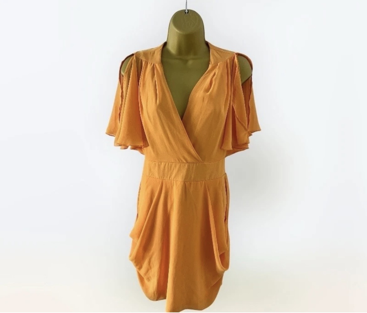 🧡☀️ LOVE Orange Chiffon Dress | Flowy Summer Dress | UK 8 (Label M) ☀️🧡