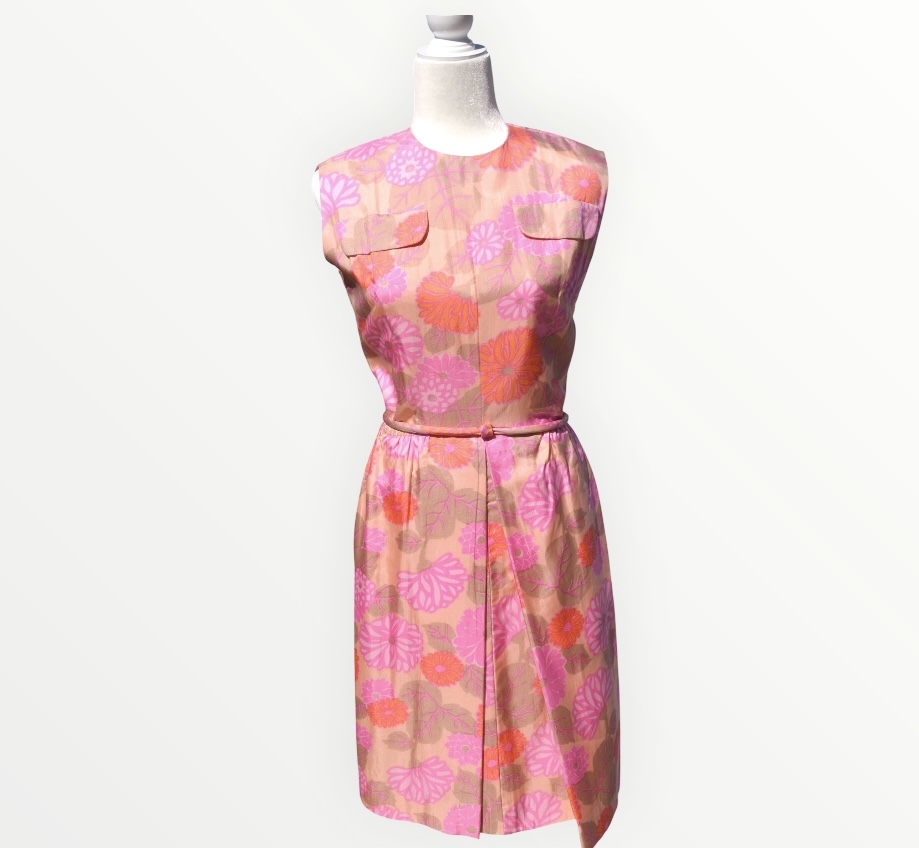 🌸💖 Rare Vintage 1960s Belinda Bellville Silk Feel Dress UK 10 Designer Occasion Dress 💖🌸