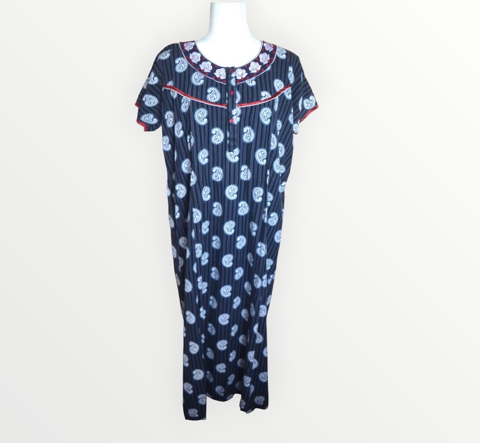 💙🦋 Vintage 1980s Matrvchhaya Navy Print Maxi Kaftan Dress | Boho Holiday Cover-Up | UK 14–16 🦋💙
