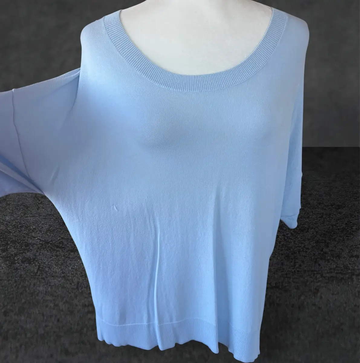 💙 SELECT Size L Soft Knit Top 💙 Light Blue Short Sleeve Jumper Top Casual Stretchy