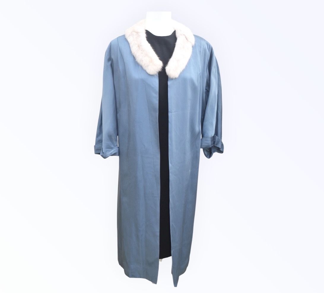 💙 Vintage 1950s Jenners of Princes Street Edinburgh Blue Duster Coat | UK 14–16