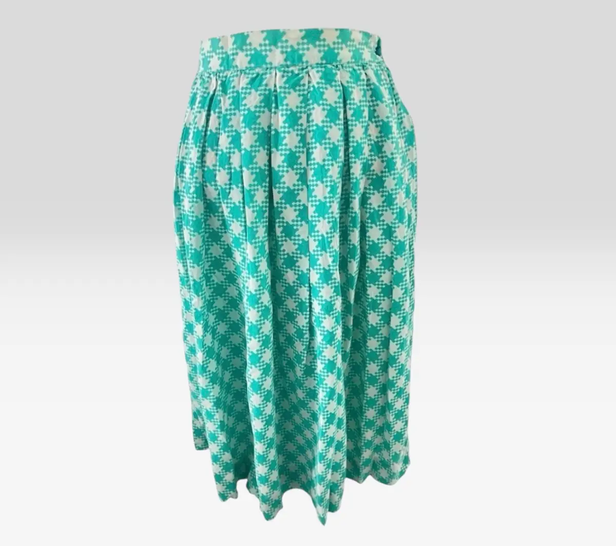 🌿💚 True Vintage 1980s Green Check Midi Skirt UK 12 Classic Full Skirt 💚🌿