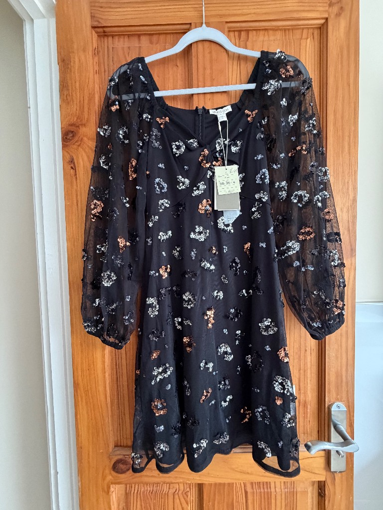 Stunning Monsoon Sequin Mesh Dress - Size 8 - Brand New