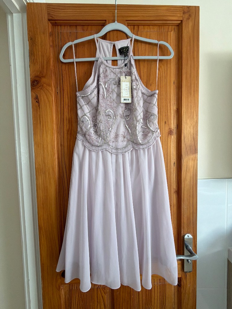 Lipsy Lilac Sequin Halter Swing Dress size 10 - New with Tags!