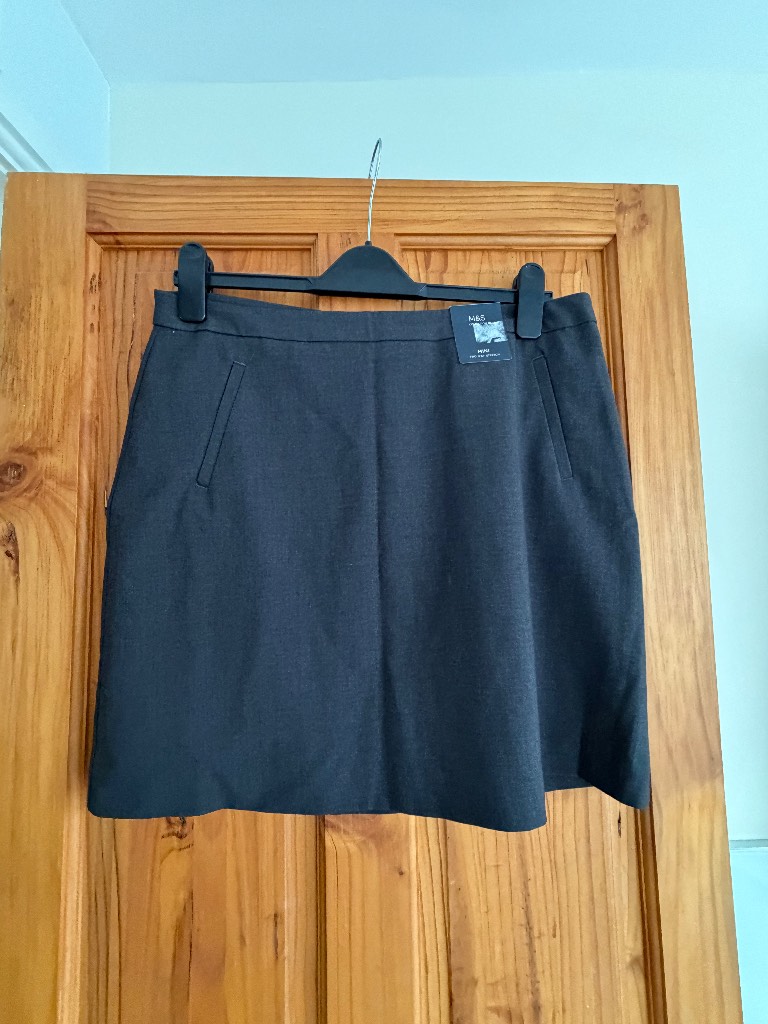 M&S Mini Skirt - Size 14 Regular - Grey - Workwear Essential