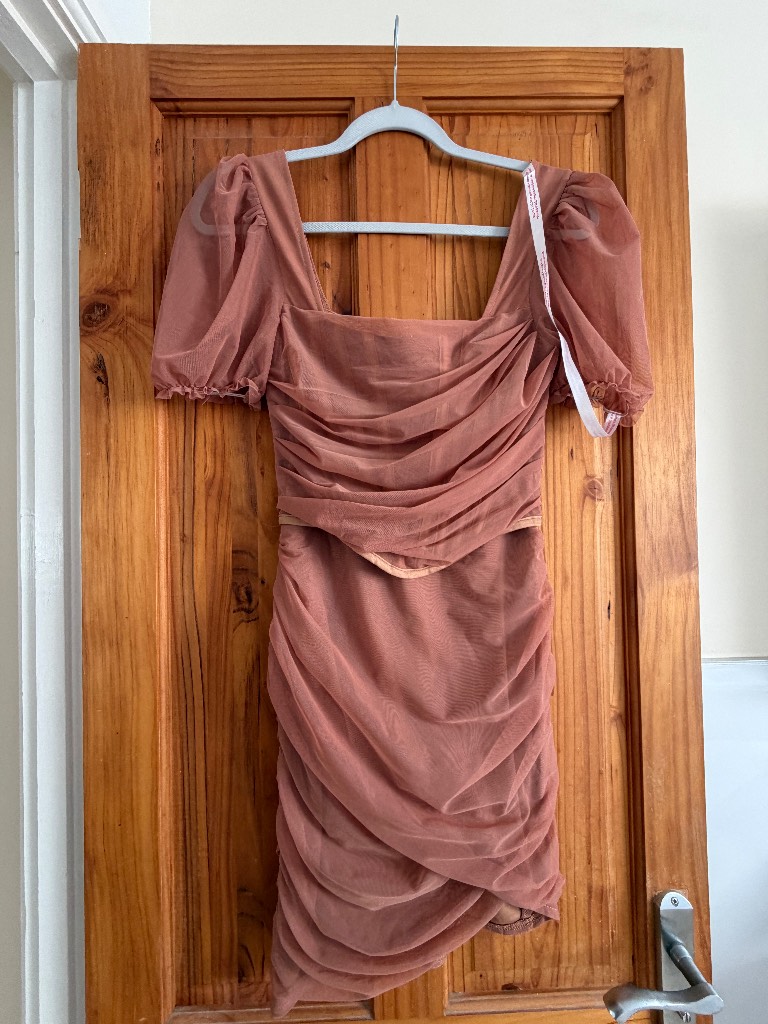Brand New Missguided Taupe Pink Tulle Corset Mini Dress - Size 6