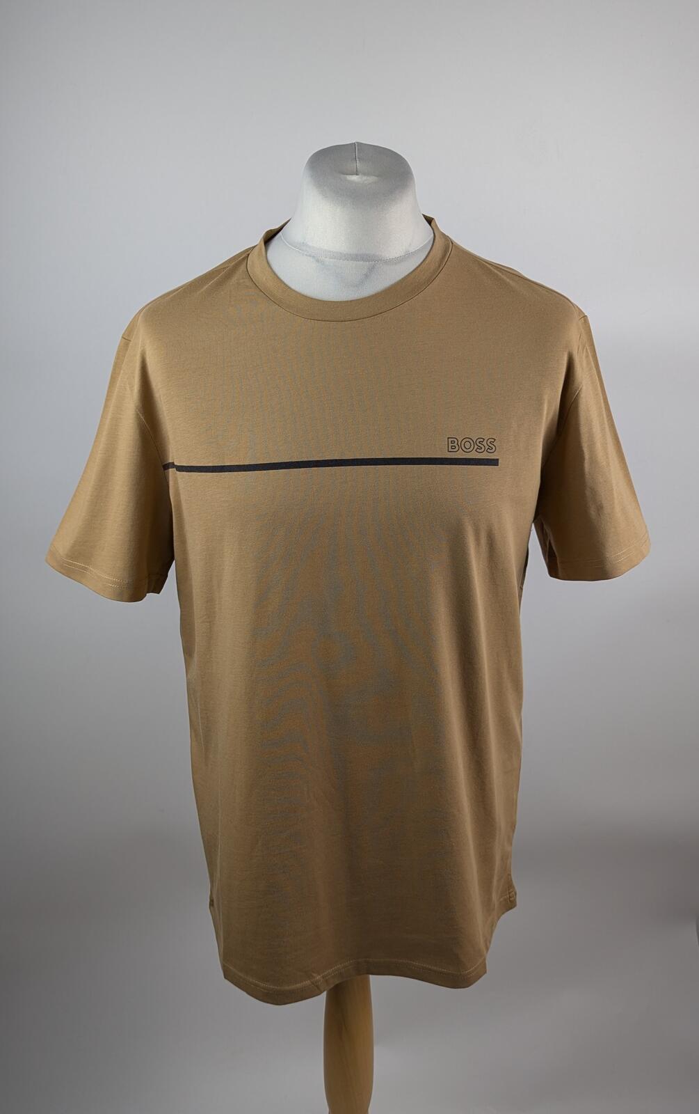 Boss Mens Short Sleeve Soft T-Shirt beach (Stormfish) in brown size UK Large