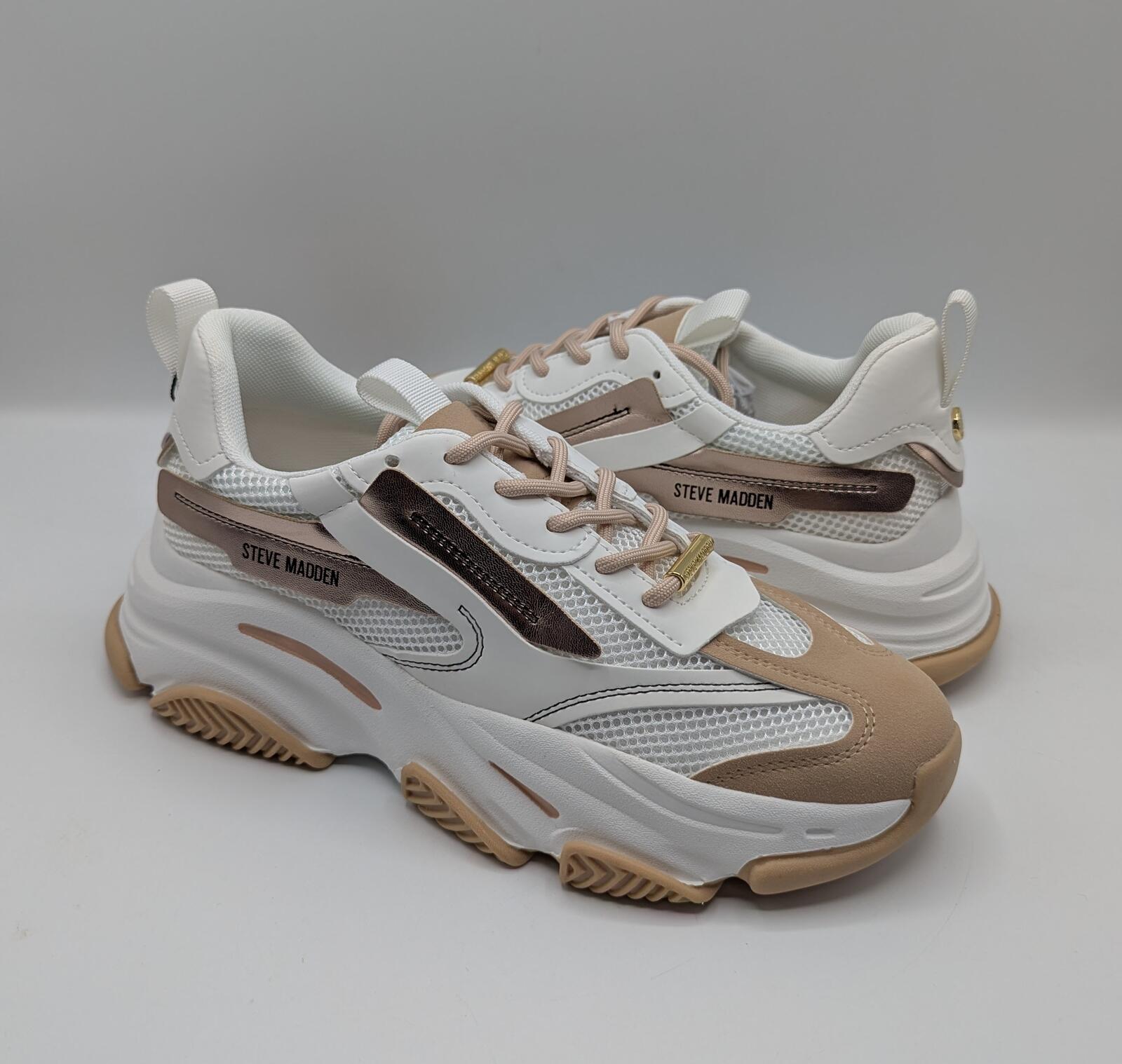Steve Madden Women's Possession E Chunky Trainers Size UK 6 Cream Rose Gold