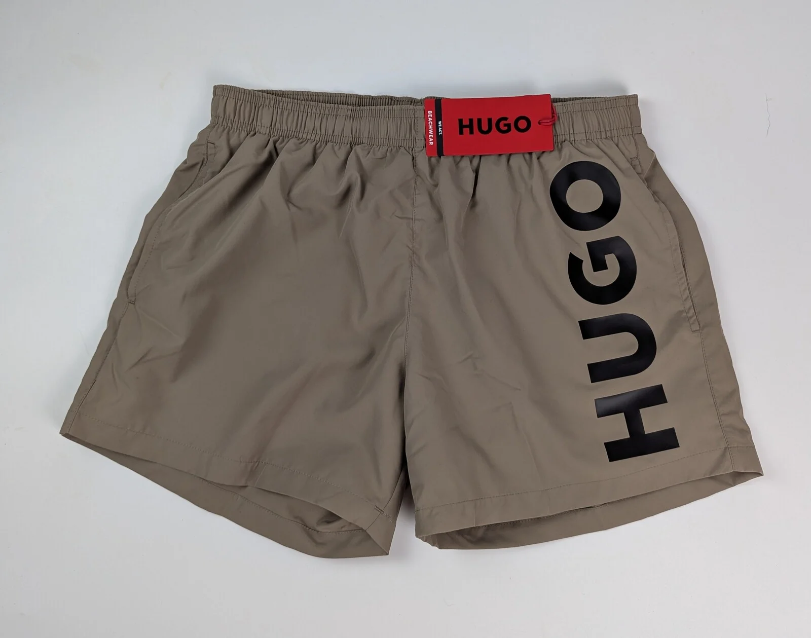 Hugo Mens Abas Swim Shorts in Khaki Green Size UK XL holiday summer swimming