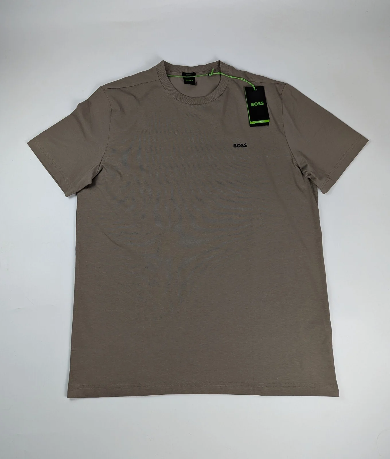 Boss Mens T-Shirt with Logo Design Stretch Cotton in khaki brown size UK 2XL