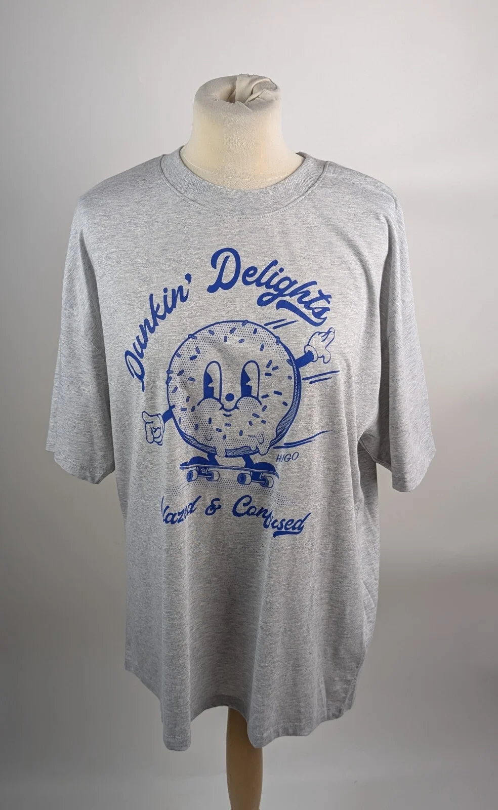 Hugo Womens Oversized T-Shirt in grey Size uk 10 medium 100% cotton doughnut