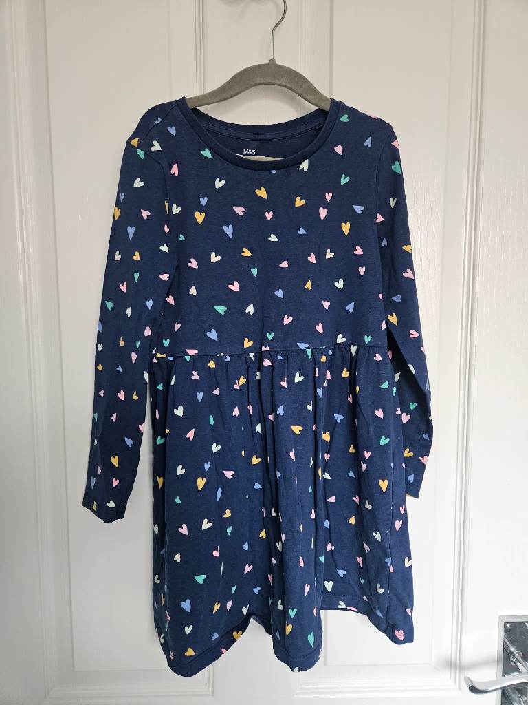 M&S long sleeved cotton dress 7-8 years