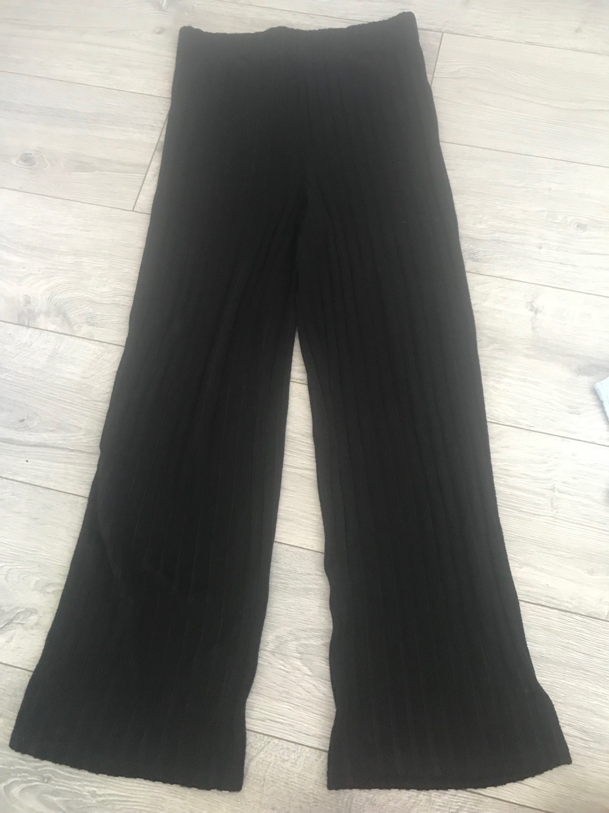 Womens black soft suede style wide leg trousers