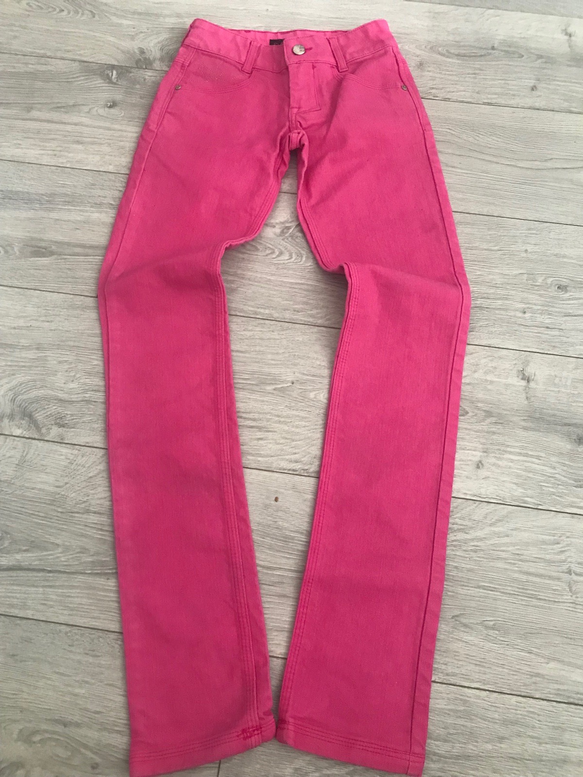 Womens hot pink glittery Y2K playboy skinny jeans