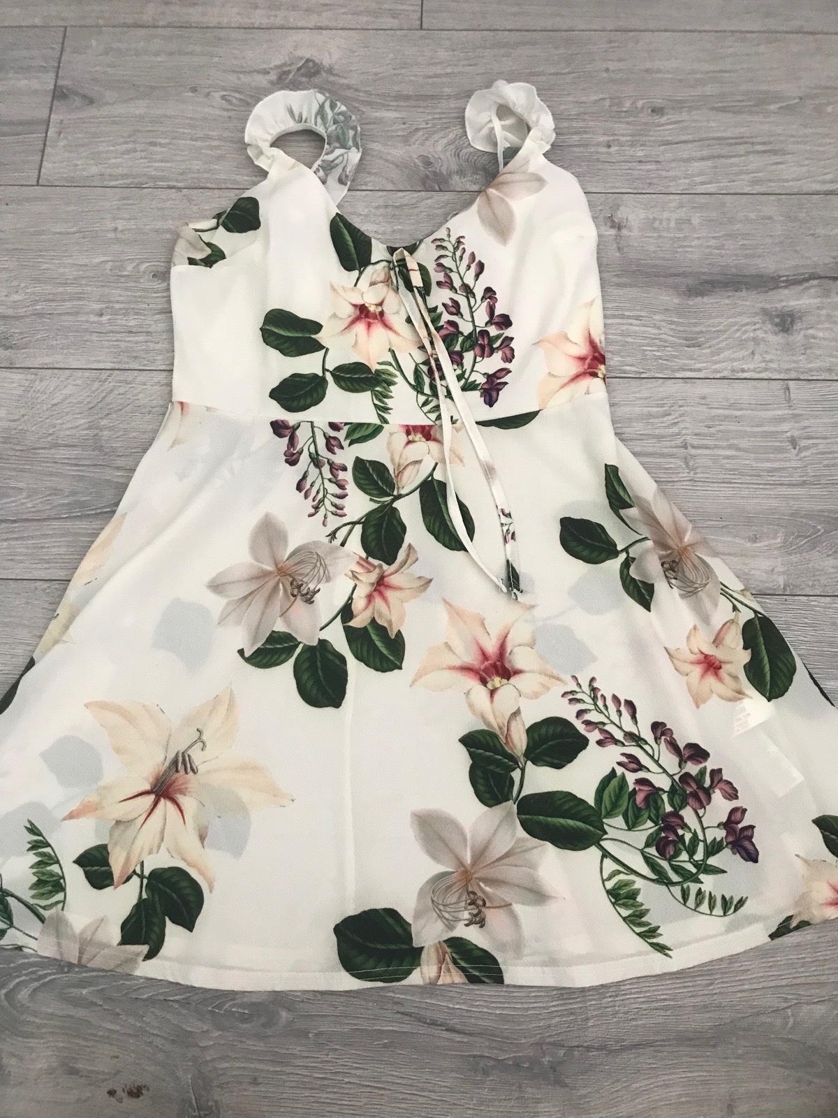 Womens cream floral boohoo summer dress