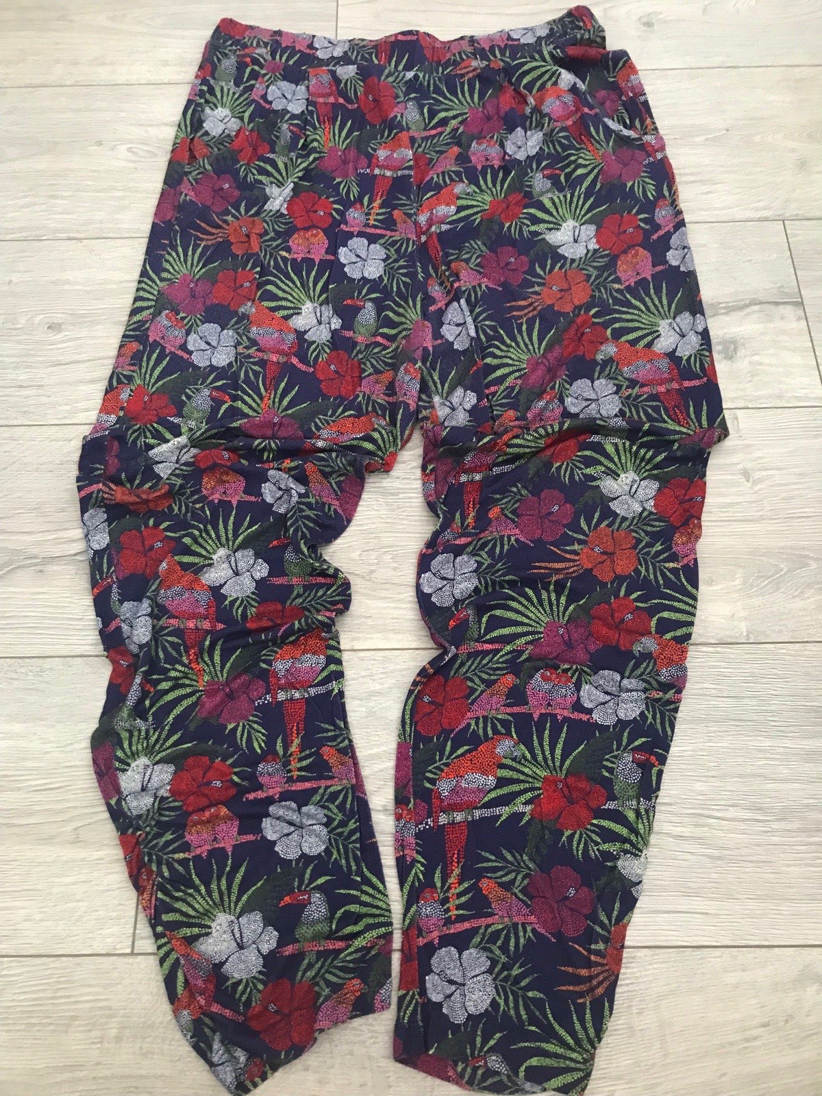Womens colourful TU parrot and floral print lightweight trousers