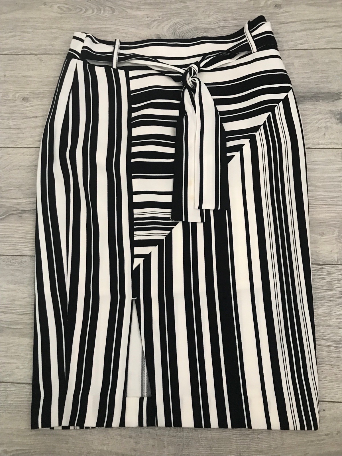 Womens black and white striped TU asymmetrical skirt