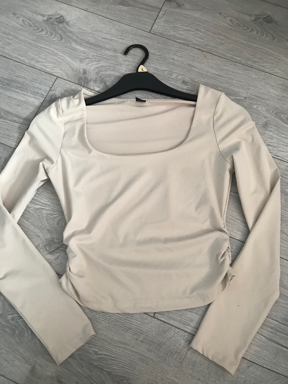 Womens cream shein Y2K scrunched long sleeve top