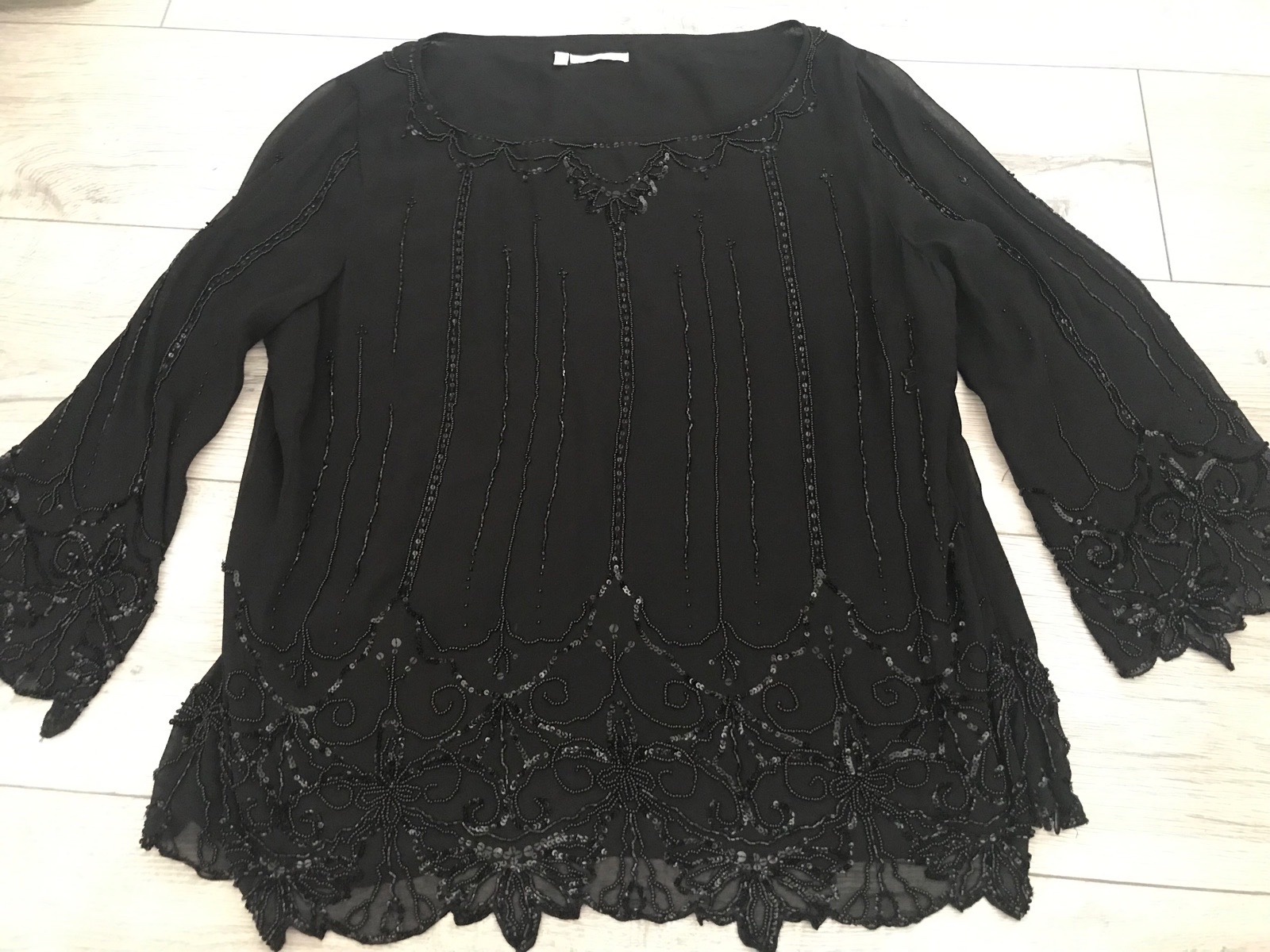 Womens black vintage Austin reed boho gem blouse