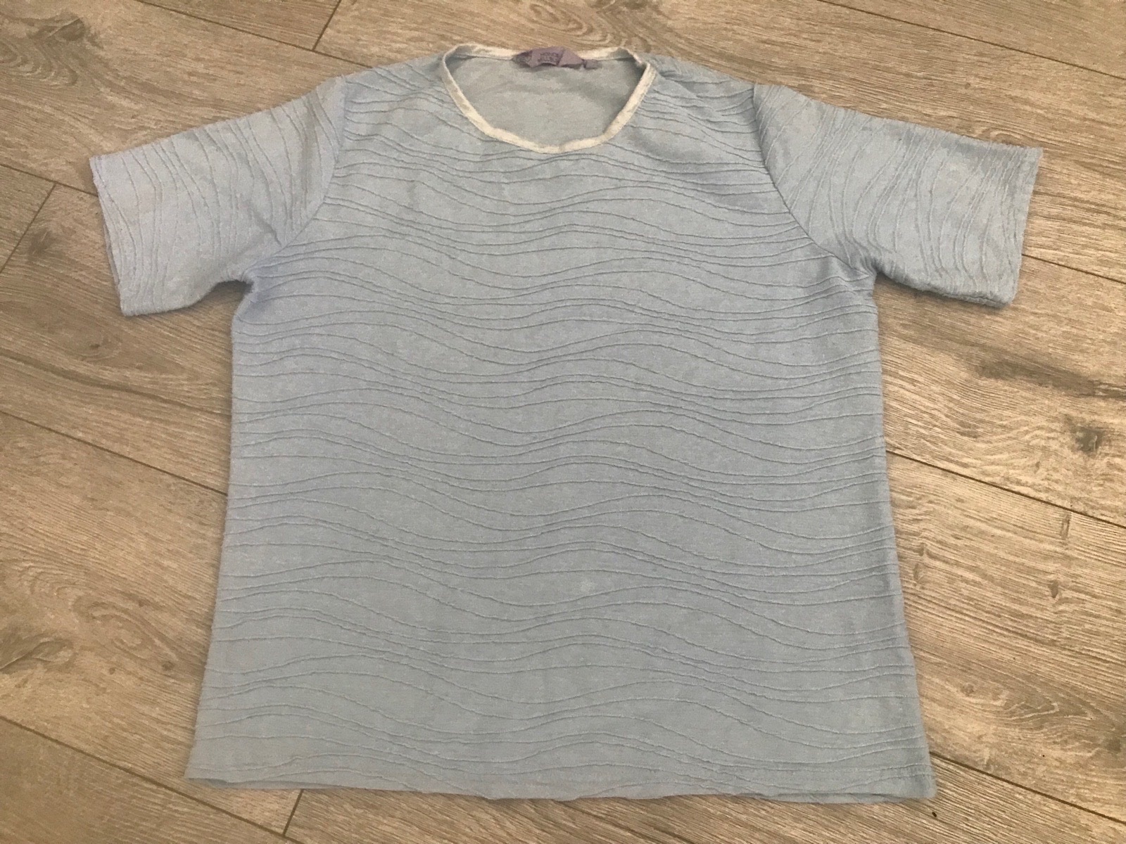Womens blue ruffle honor millburn tshirt