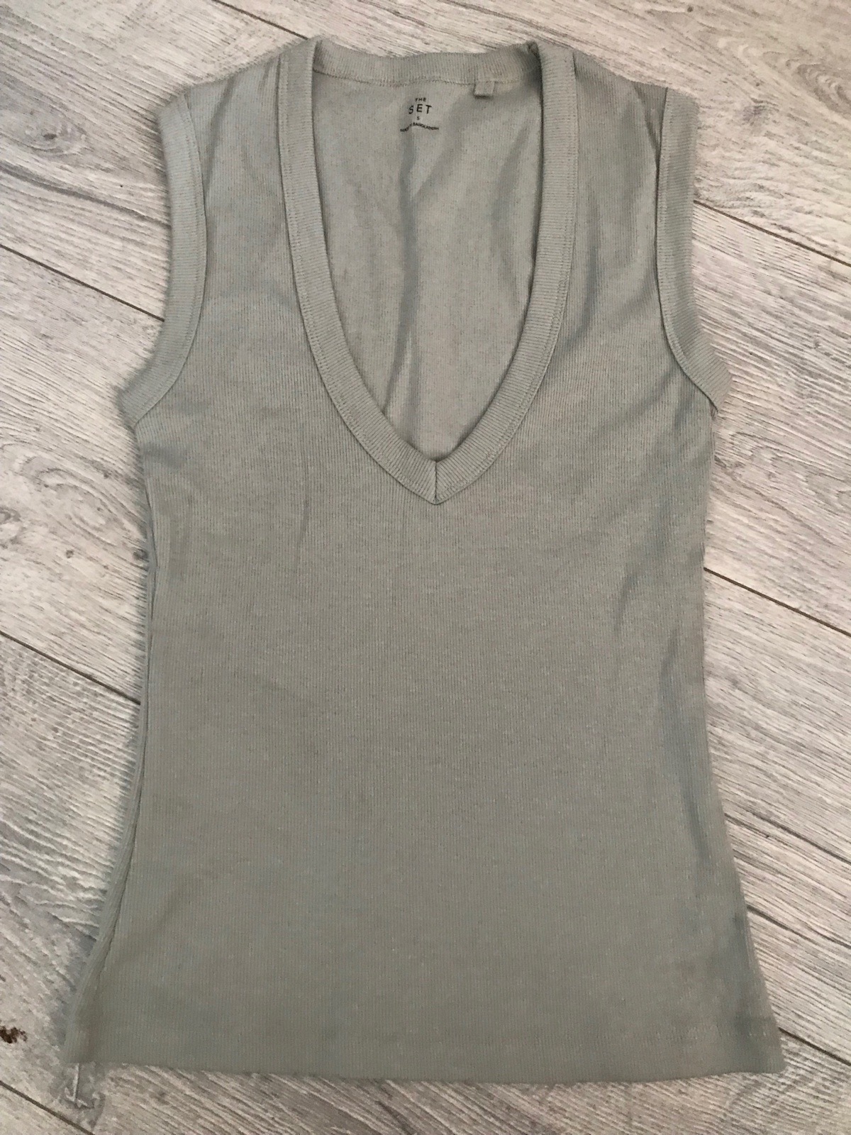 Womens khaki next ribbed vest top