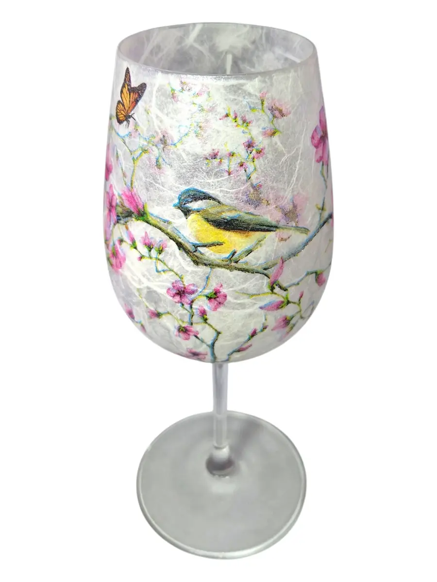 Decorative Wine Glass Spring Blossom