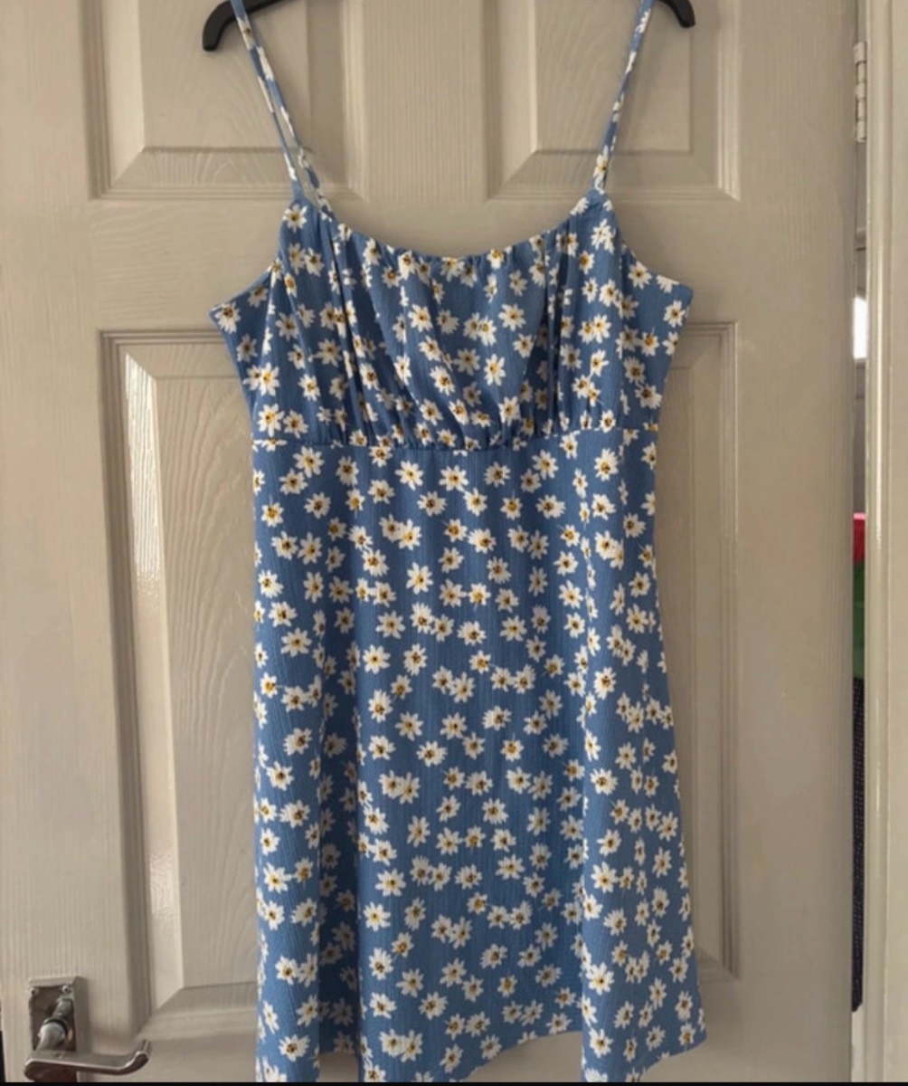 Summer blue dress with flowers
