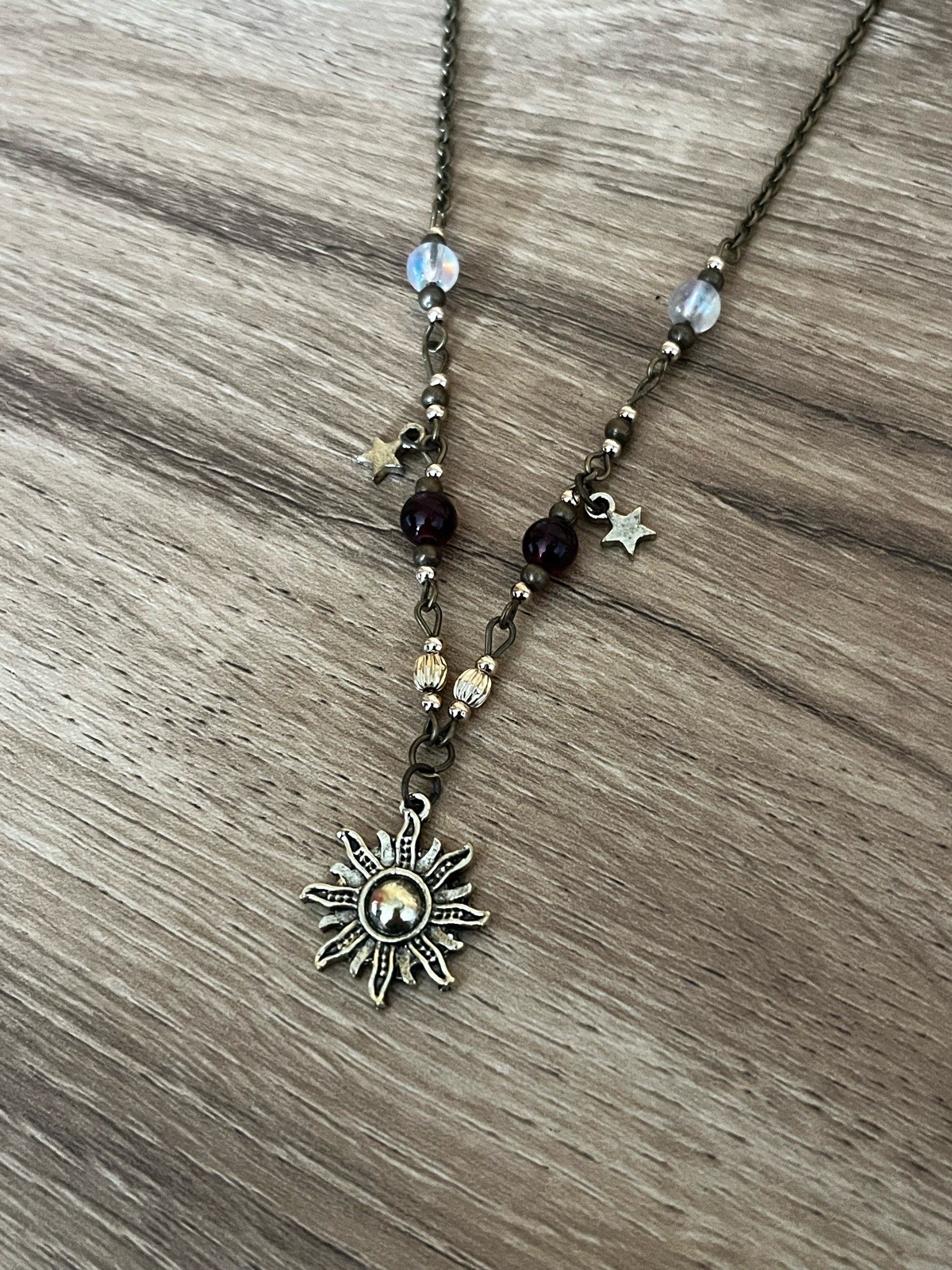 Sun Charm Beaded Pendant Necklace