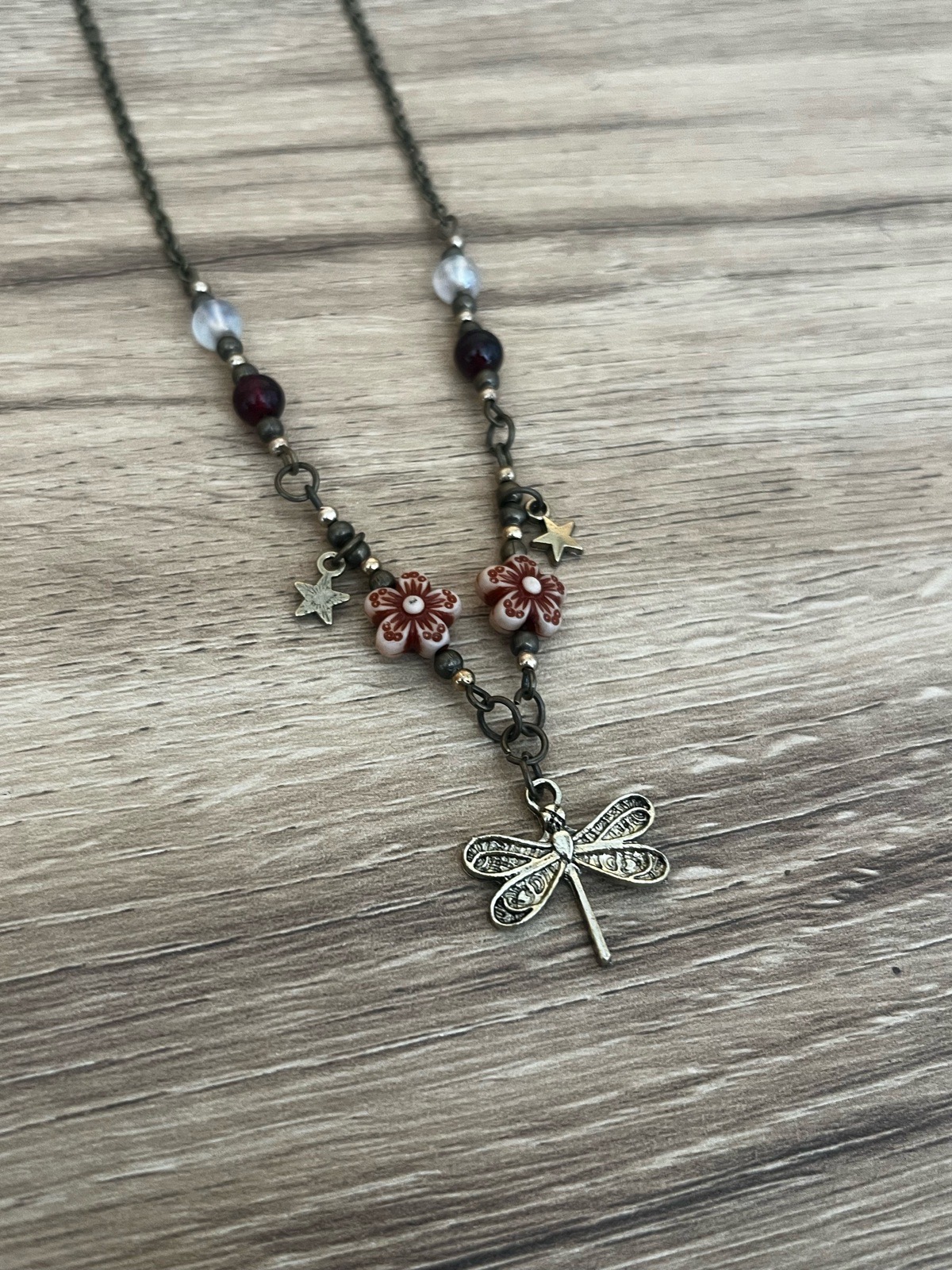 Dragonfly Pendant Beaded Necklace