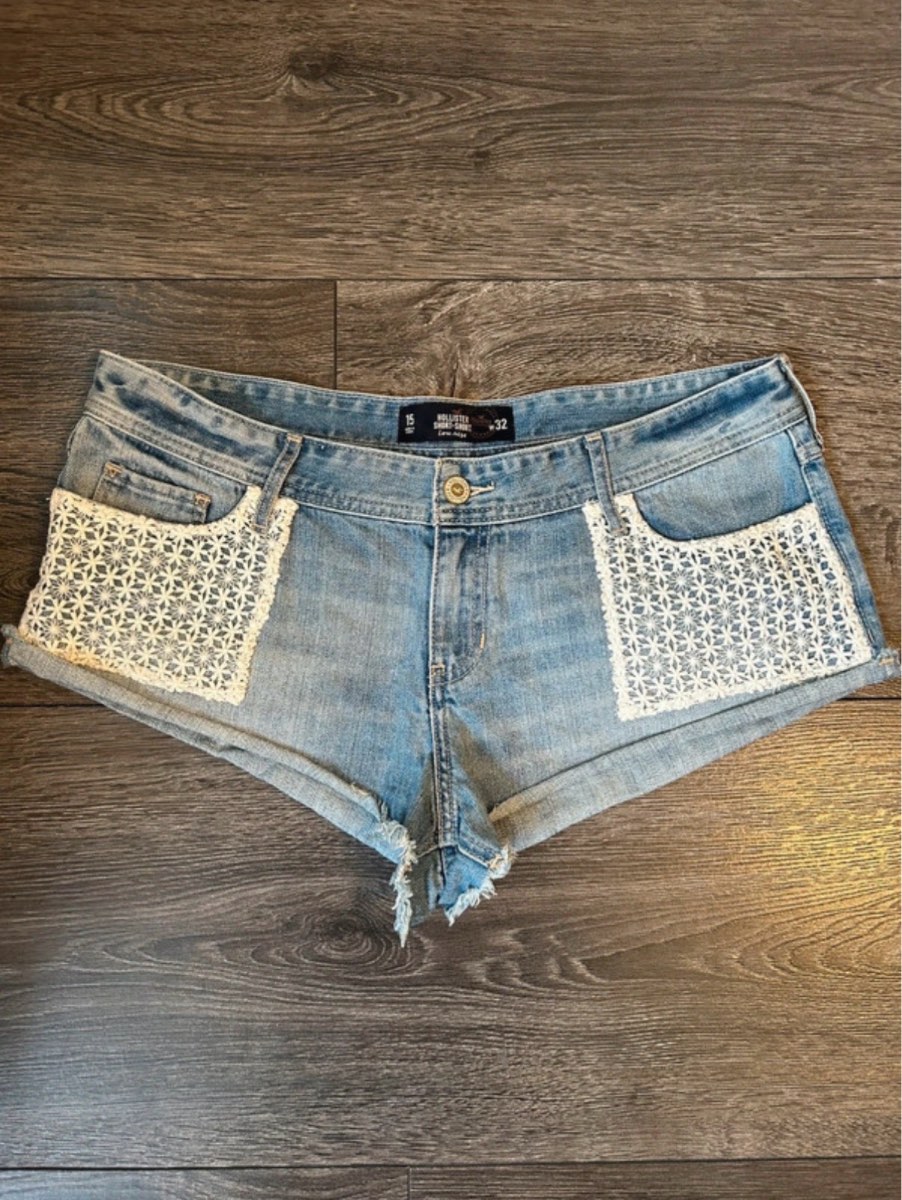 Ladies hollister low rise shorts waist 32 uk 14 summer holiday beach festival