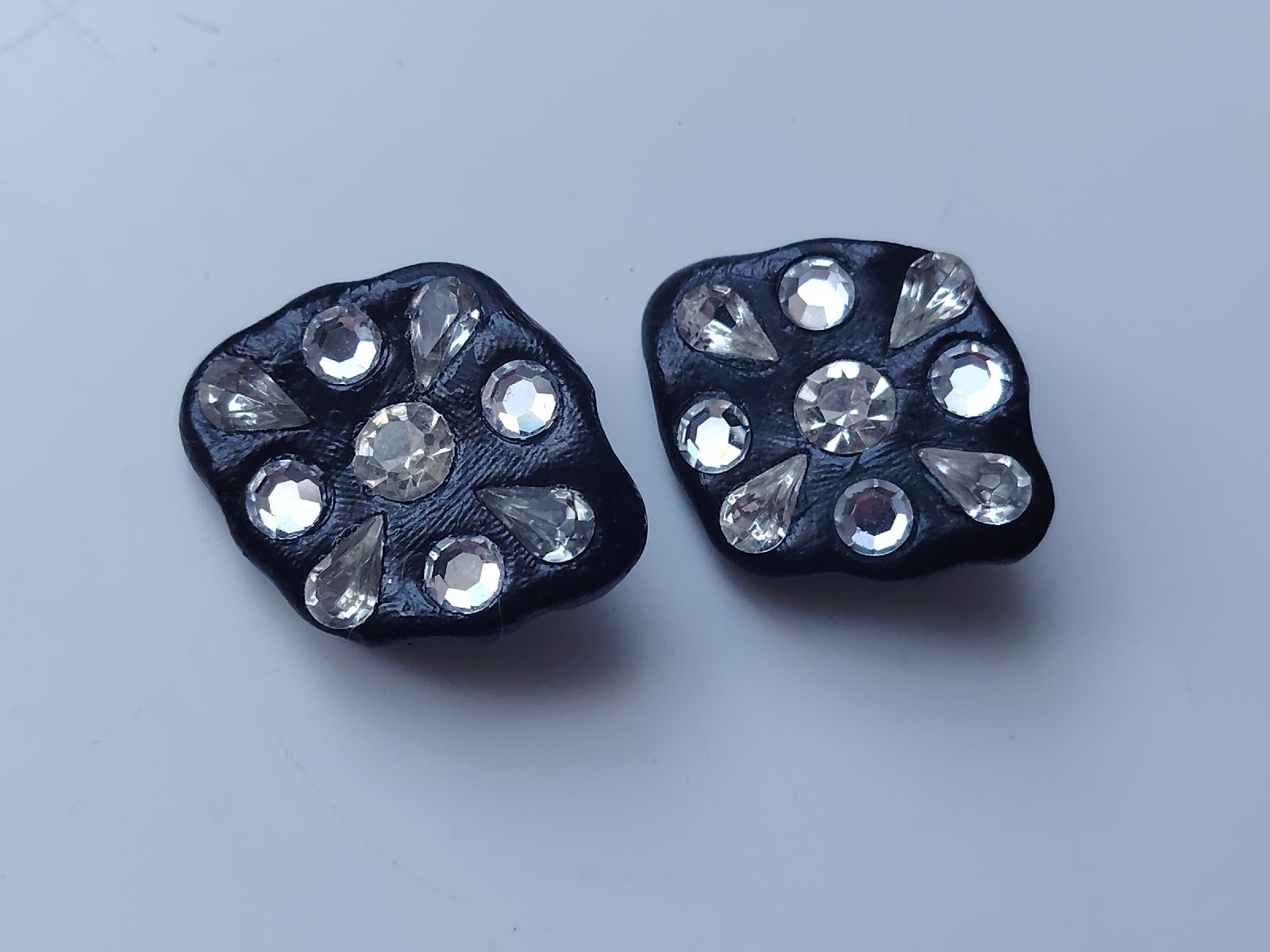 Polymer clay rhinestone clip on earrings statement