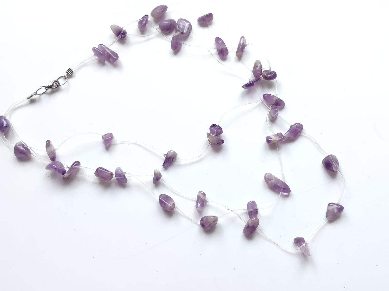 Amethyst illusion style bead multi strand necklace boho