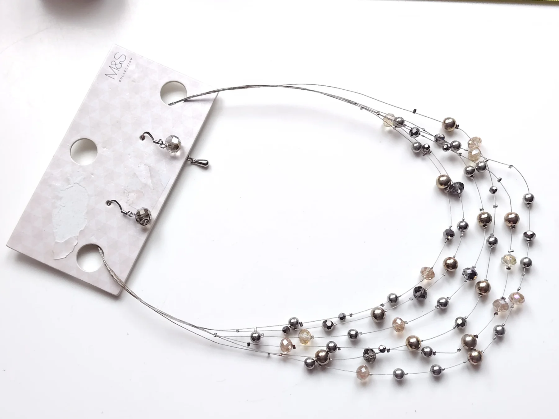 Marks and Spencer M&S faux pearl.faceted bead necklace and earrings