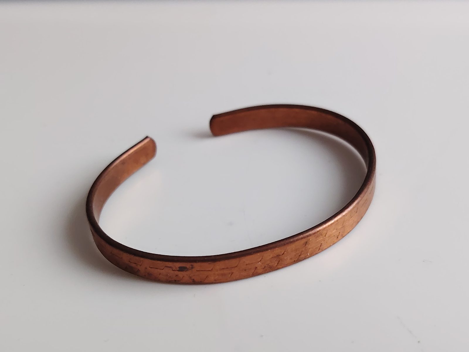 Copper bangle health healing boho layering cuff patterened