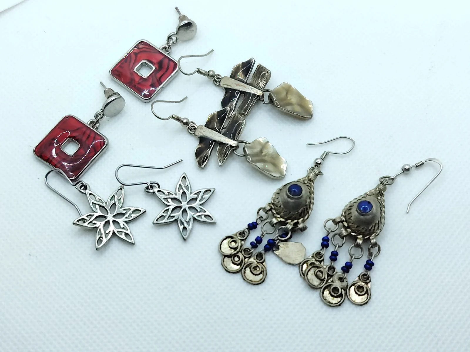 Job lot bundle Metal enamel drop dangle earrings retro vintage boho style